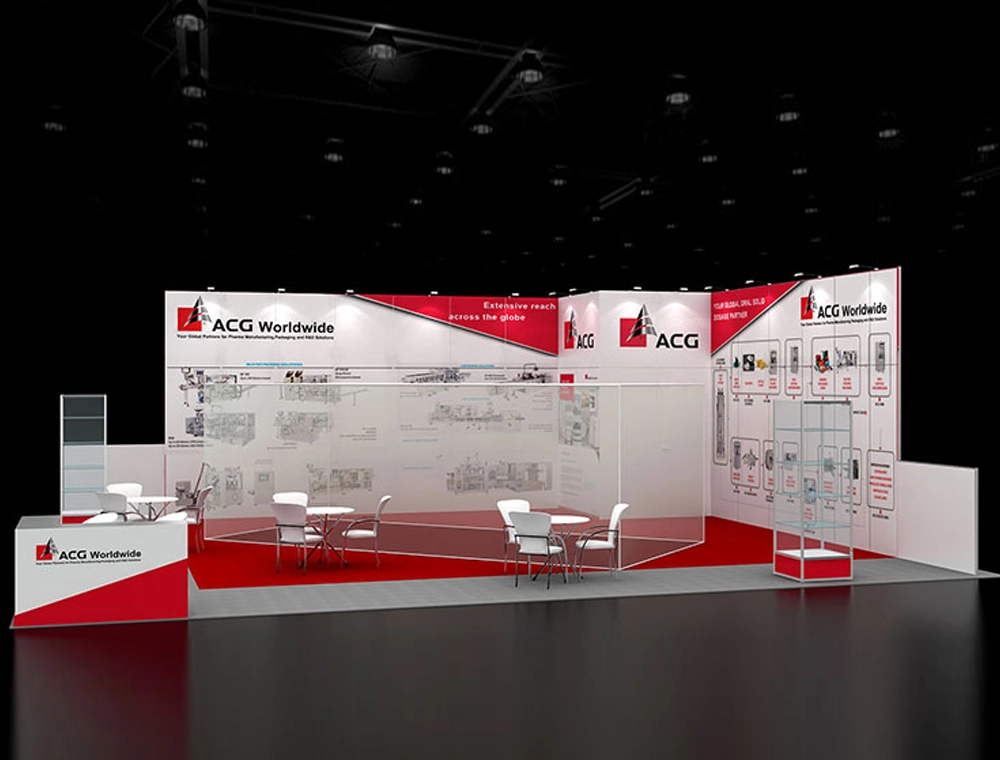 Trade booth 30x30 with corner LED towers